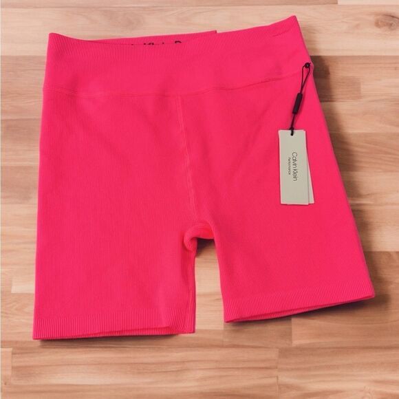 NWT Calvin Klein Performance Ribbed High Waist Shorts Med - Picture 1 of 4